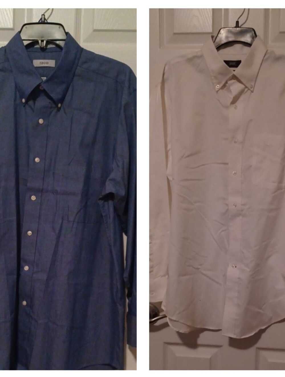 Izod Men's Solid Blue Button-Down And Berkley Jensen White 16.5 Dress Shirts